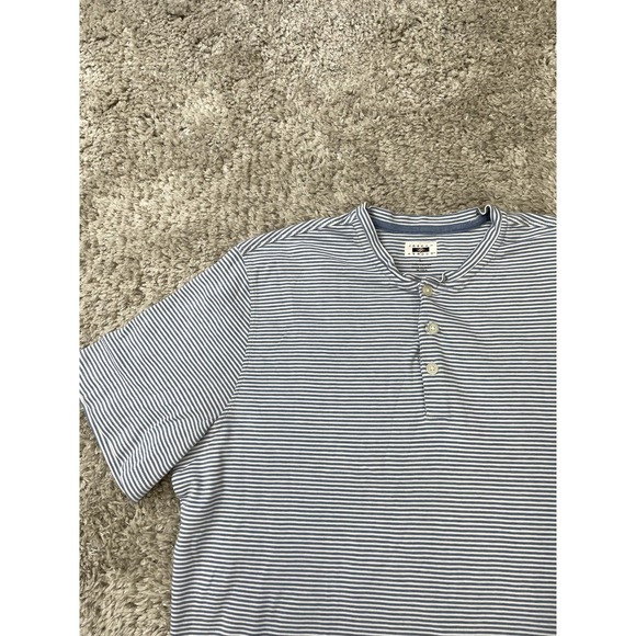 Joseph Abboud Shirt Mens 2XL Blue Striped Short Sleeve Henley Cotton Casual - Picture 4 of 9